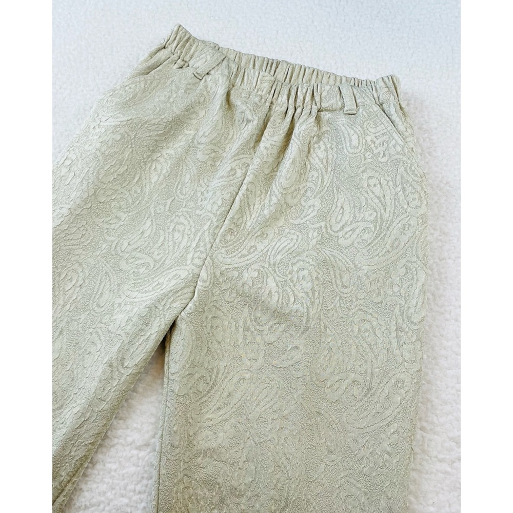 Mint Green High-Waisted Jacquard Ankle Cut Trouser Pants, S/M - Picture 13 of 13